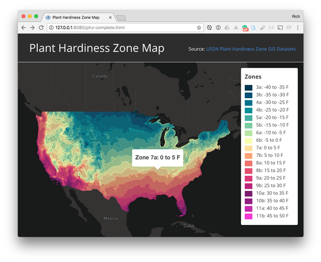 map of plant hardiness zones in the US